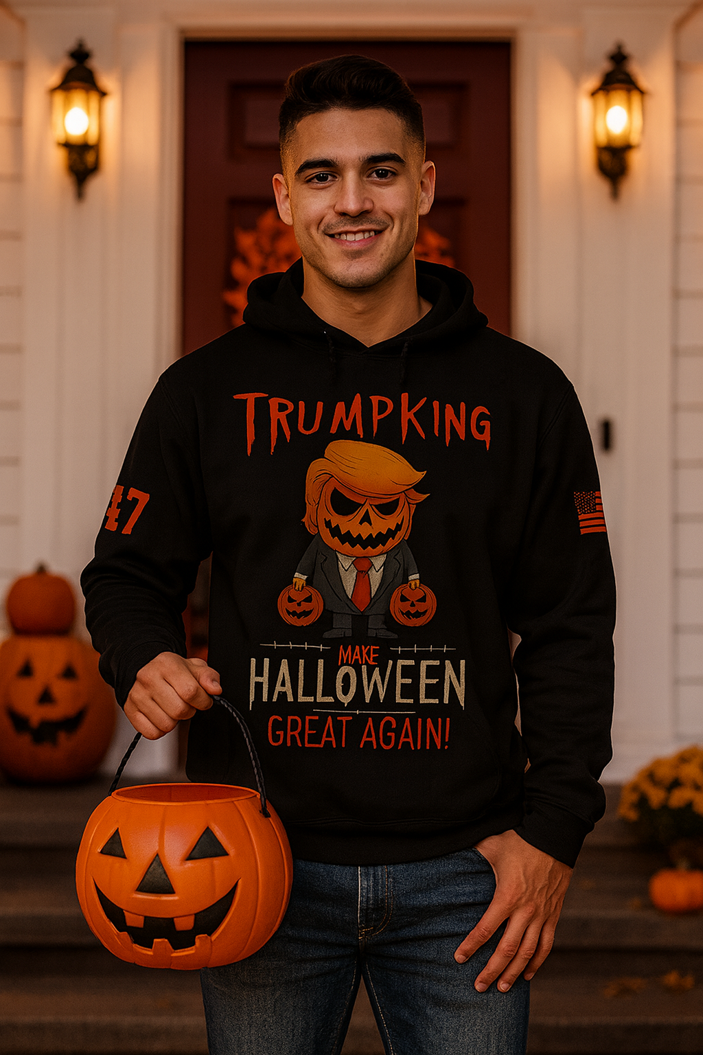 TRUMPKING: Make Halloween Great Again – Patriotic Pumpkin Trump Hoodie