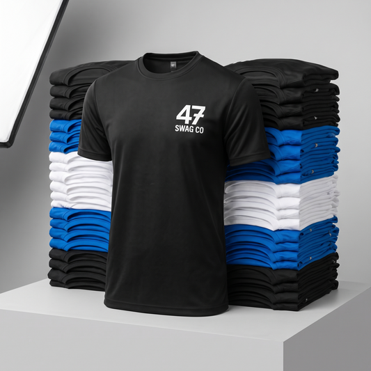 47 Swag Co 25-piece custom Dry-Fit T-shirt pack