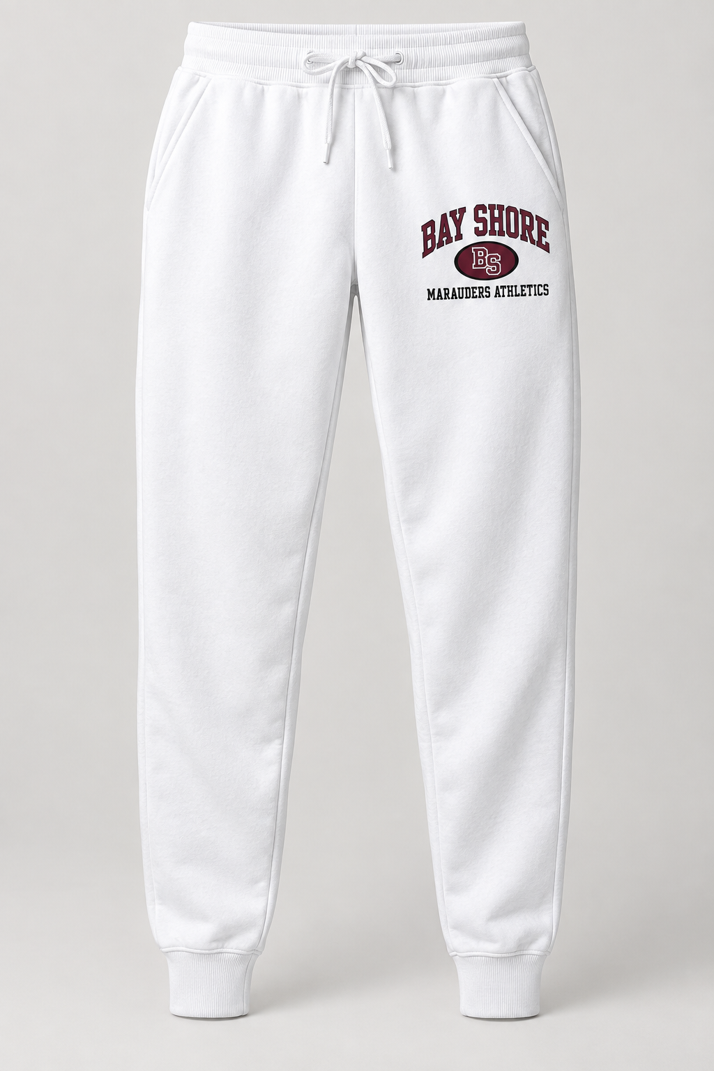 Bay Shore Marauders Stadium Crest Joggers in White — front view
