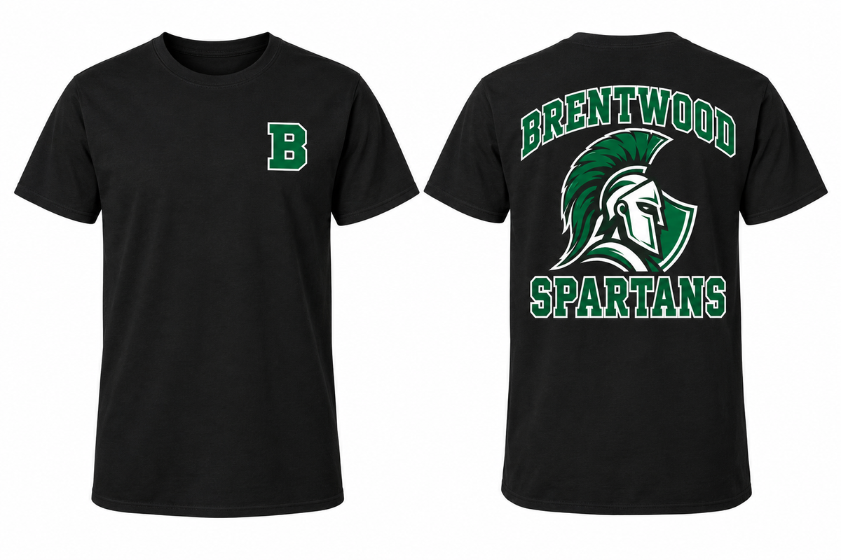 BRENTWOOD SPARTANS black tee front and back