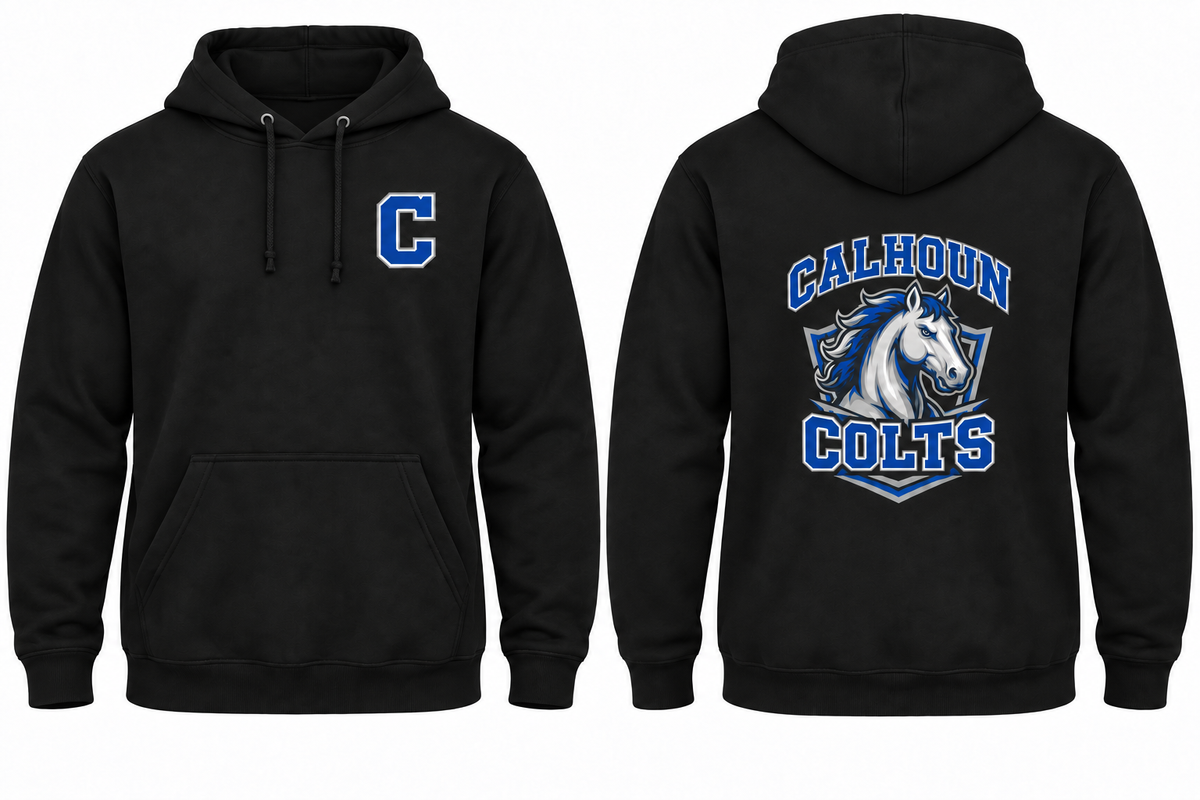 CALHOUN COLTS black hoodie front and back