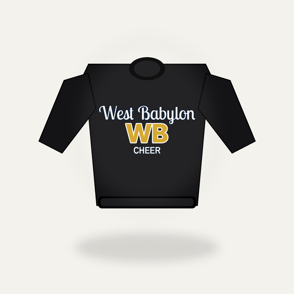 West Babylon Cheer women's WB collegiate script cropped crewneck - alternate color product mockup