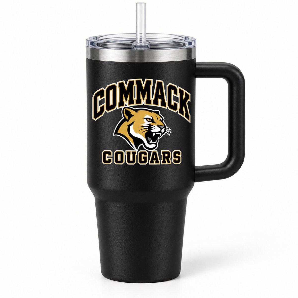 Commack Cougars Campus Handled Tumbler — Black