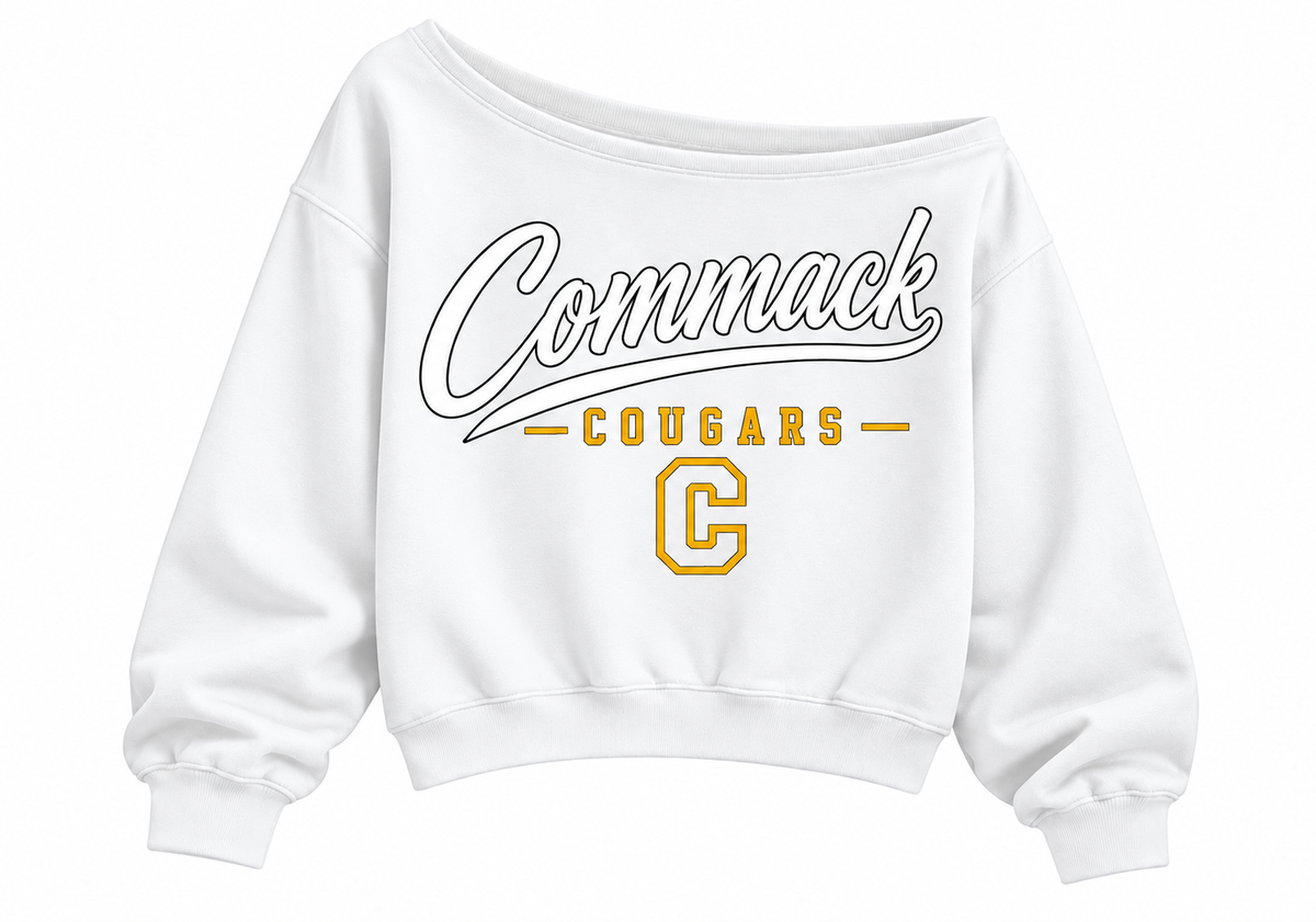 White Commack gold Cougars crop sweatshirt