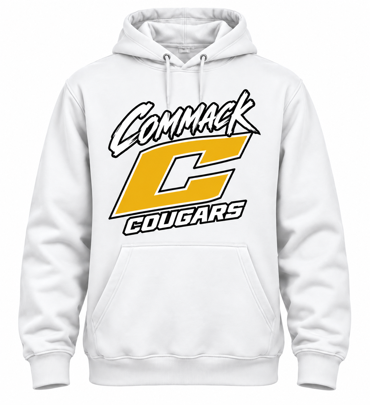 Commack Cougars Power Athletic Adult Hoodie — White