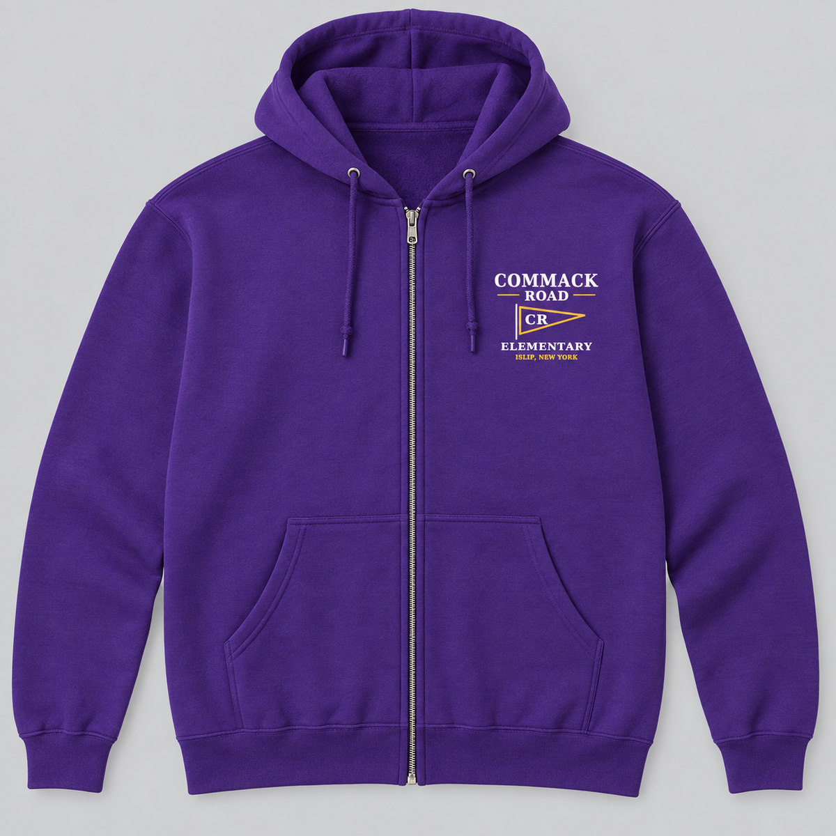 Purple Commack Road Elementary Heritage Pennant Adult Zip Hoodie