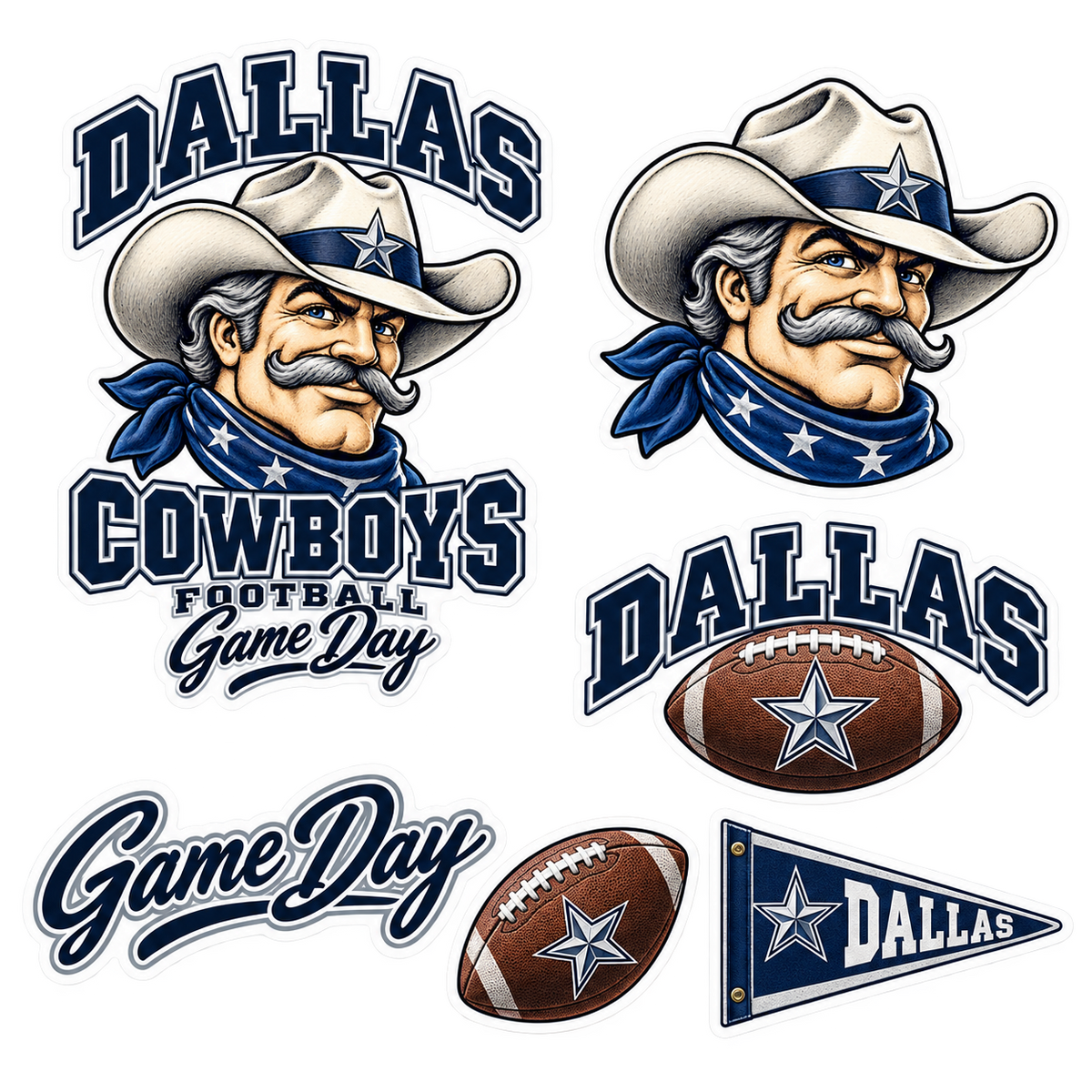 Dallas Game Day Spirit 6-Piece Sticker Pack — product thumbnail