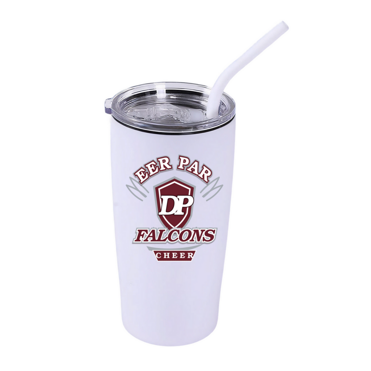 Deer Park Falcons Cheer pro-varsity 20 oz classic tumbler in White