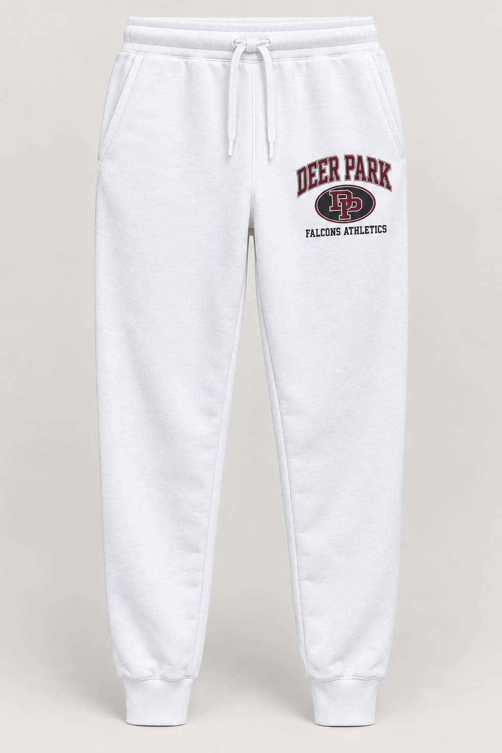 Deer Park Falcons Stadium Crest Joggers in White — front view