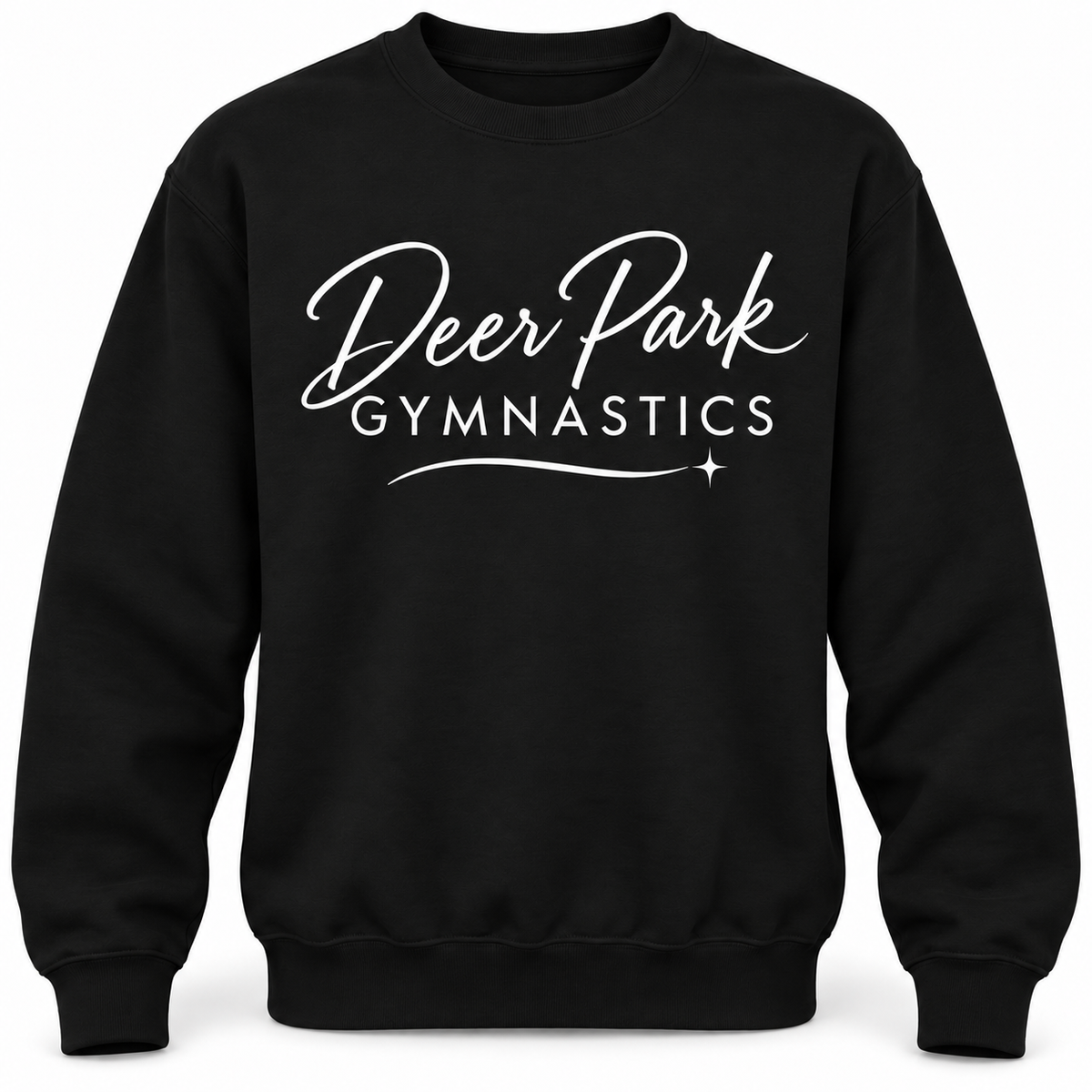Deer Park Gymnastics Script Crewneck — Black