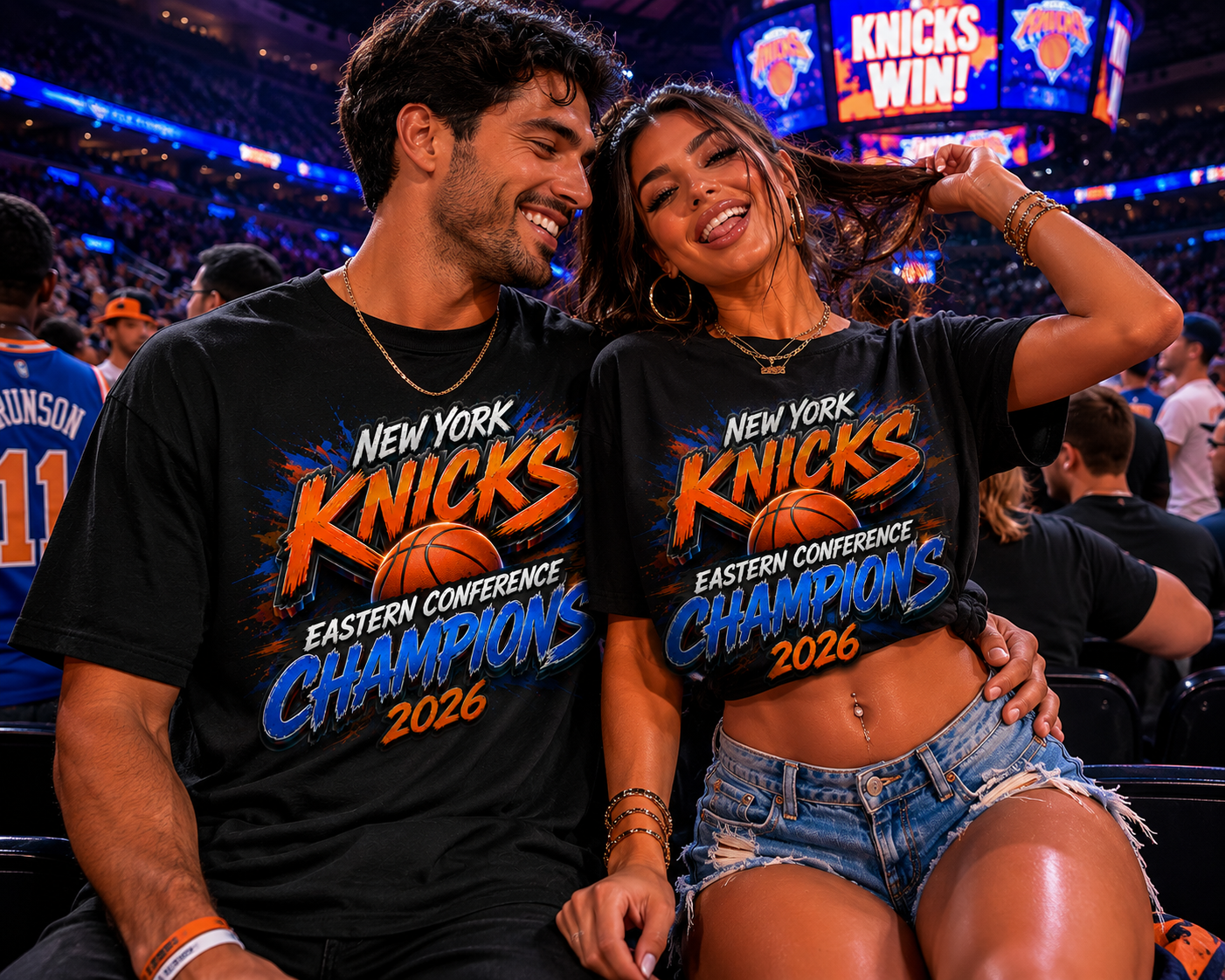 New York Knicks Eastern Conference Champions 2026 Black Vintage Tee