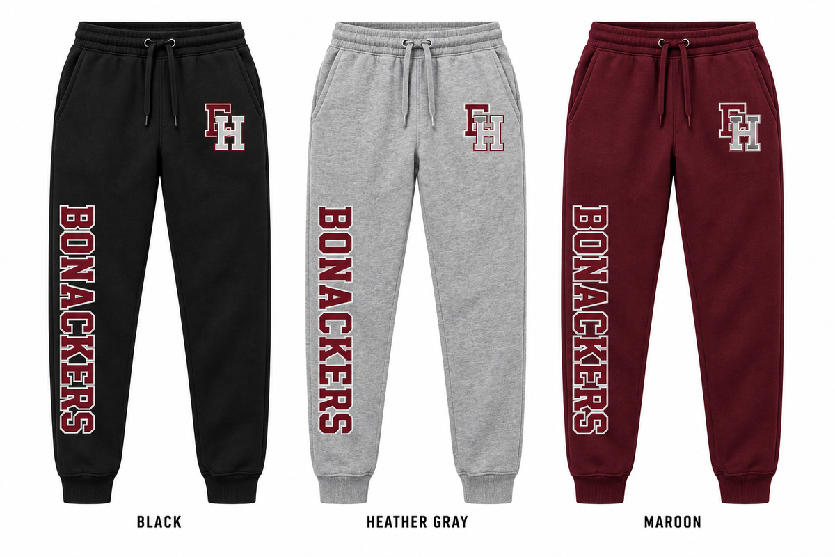 east hampton varsity joggers in Black, Heather Gray and Maroon