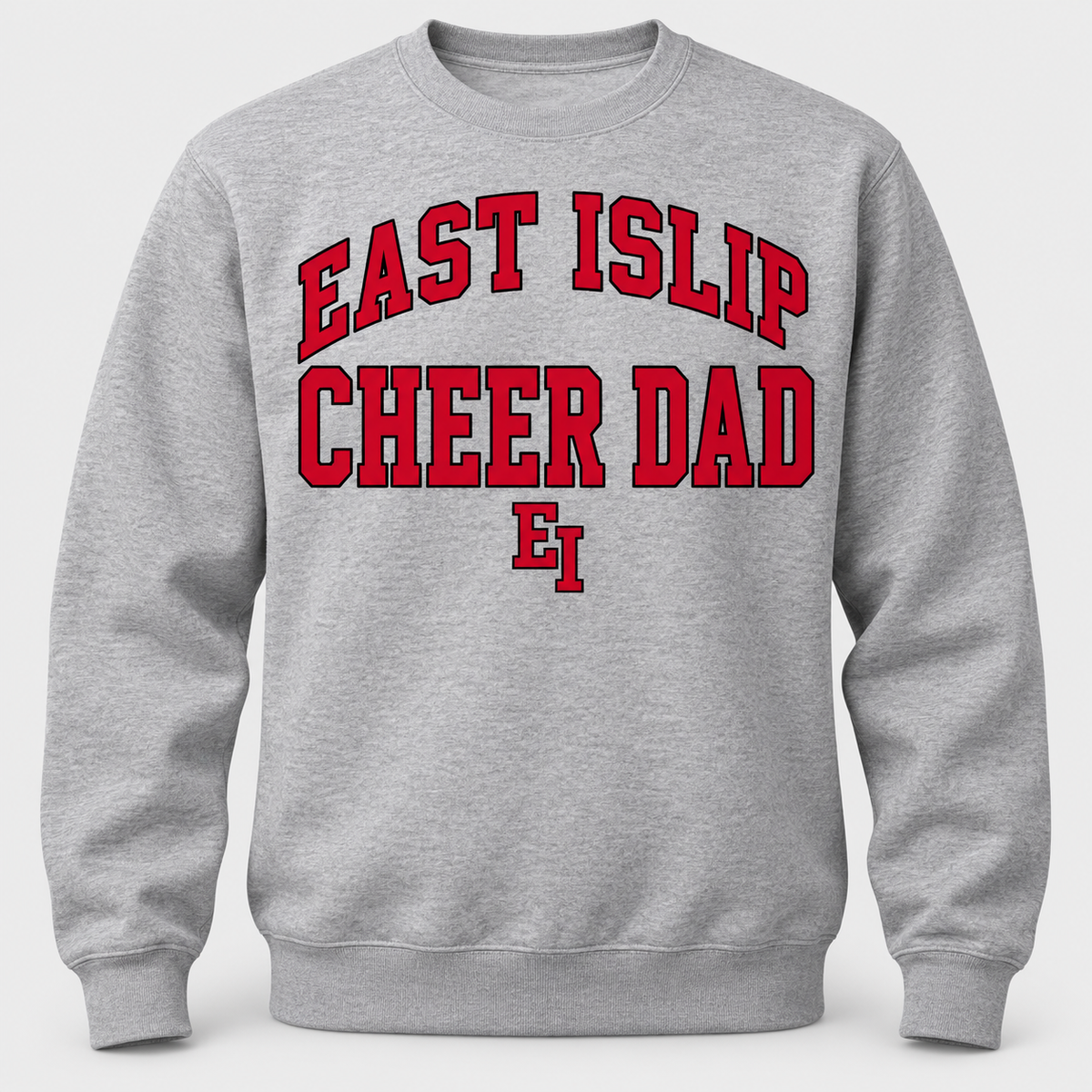 East Islip Cheer Dad Varsity Arch Crewneck - Heather Gray