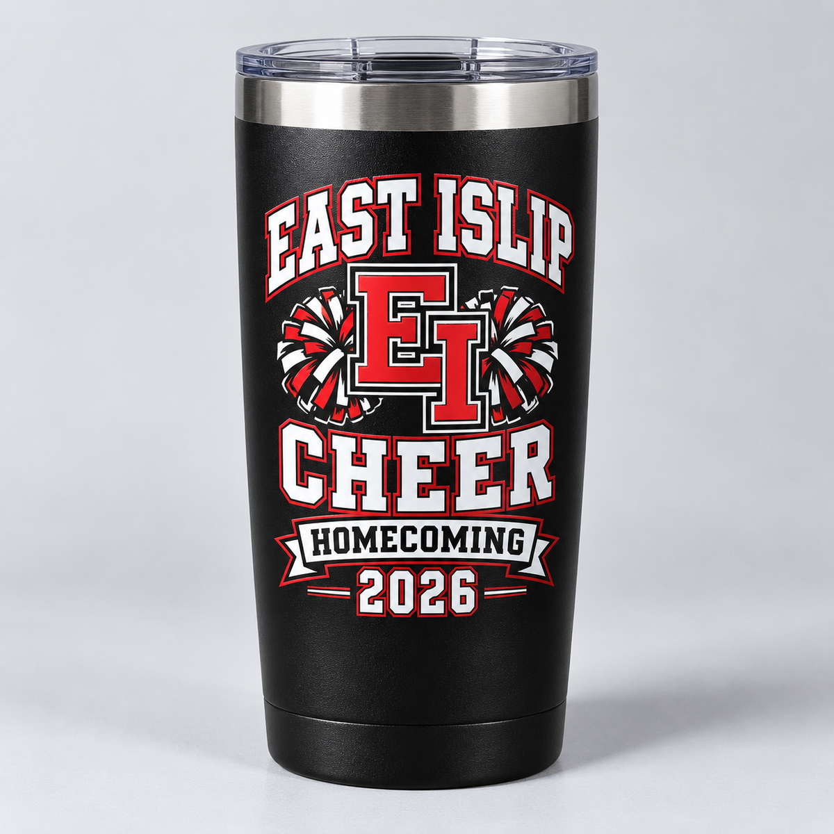 East Islip Cheer Homecoming 2026 Championship 20 oz Tumbler product mockup