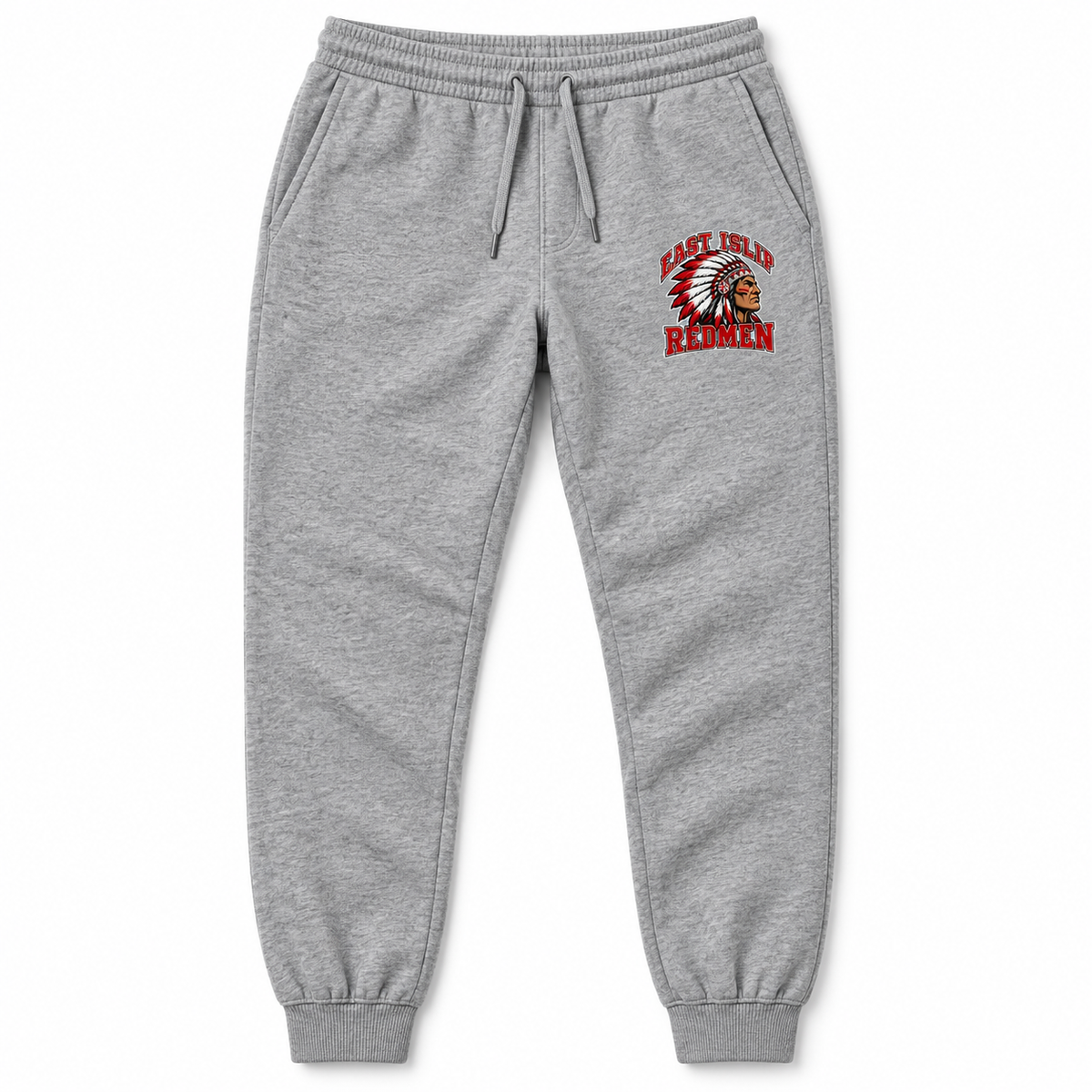 East Islip Redmen Classic Adult Joggers in Heather Gray