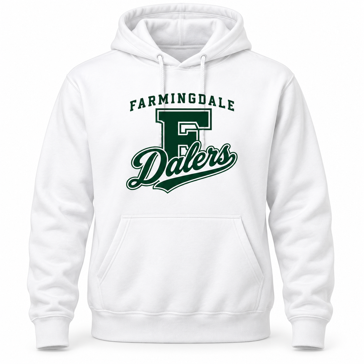 White Farmingdale Dalers Classic F Script Adult Pullover Hoodie