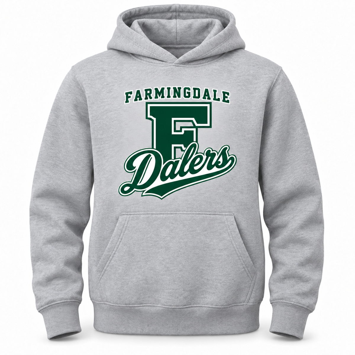 Heather gray Farmingdale Dalers Classic F Script Youth Hoodie