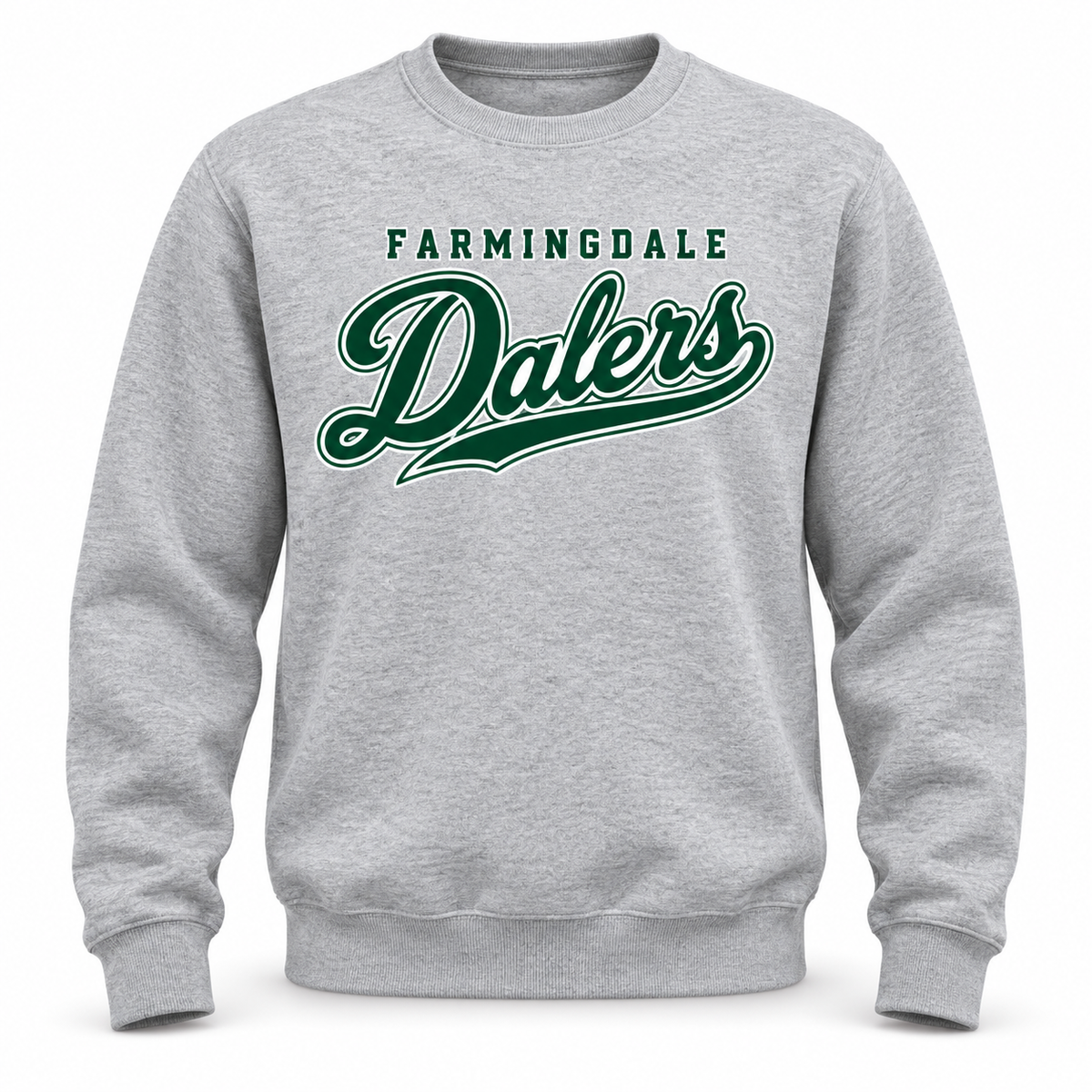 Heather Gray Farmingdale Dalers Diamond Script Adult Crewneck Sweatshirt