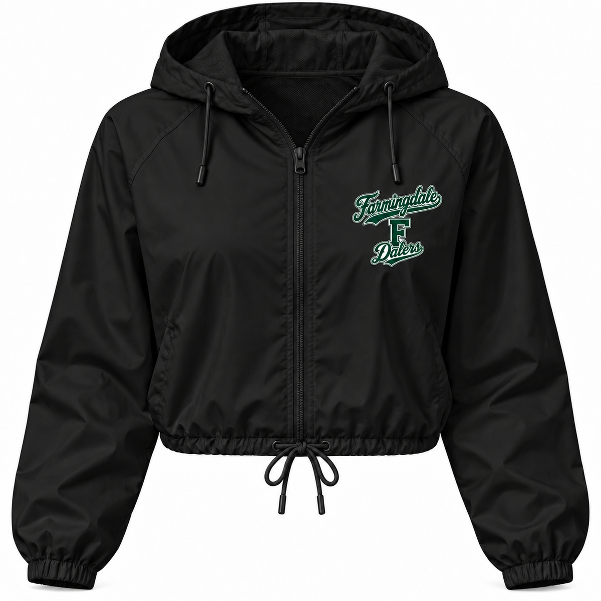 Farmingdale Dalers Signature F Women's Crop Zip Jacket in Black