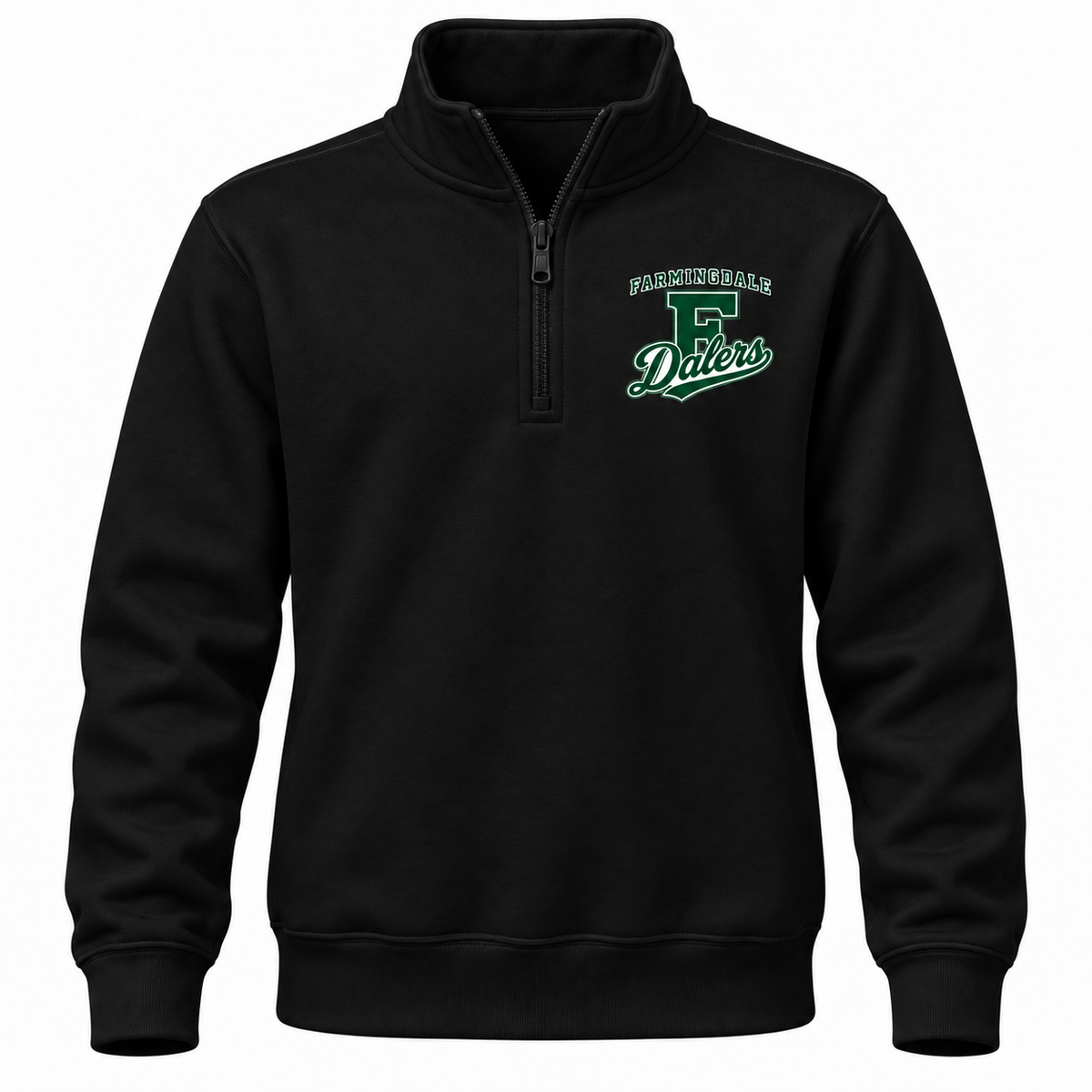 Farmingdale Dalers Classic F Script Youth Quarter-Zip in Black