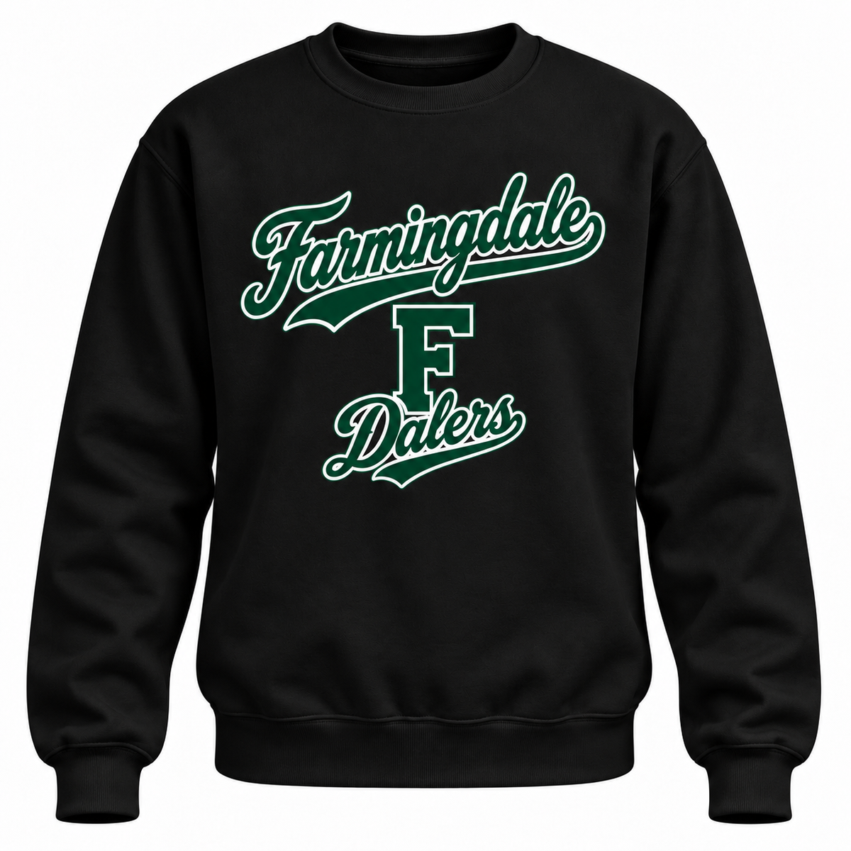 Farmingdale Dalers Signature F Adult Classic Crewneck in Black