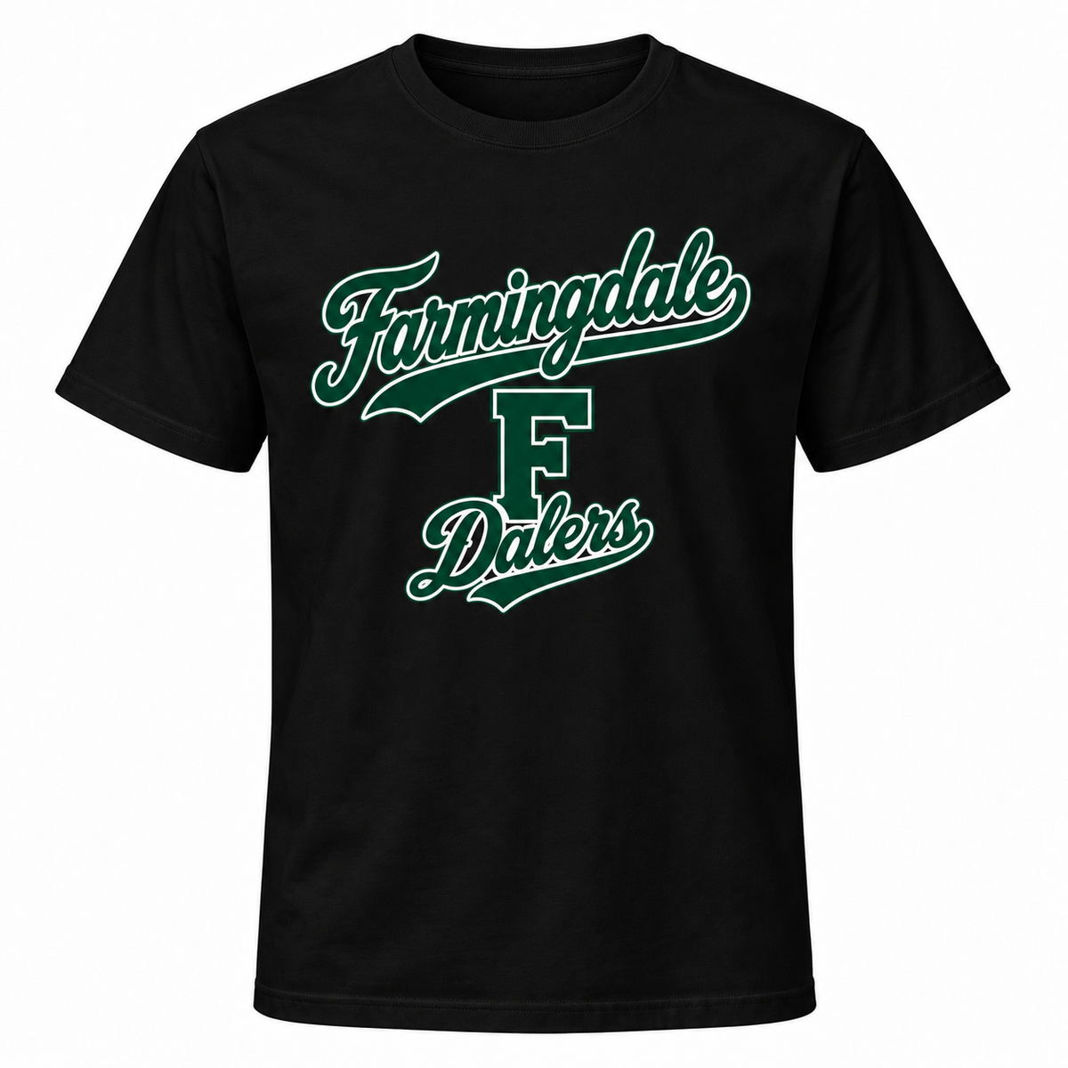 Farmingdale Dalers Signature F Adult Personalized T-Shirt in Black