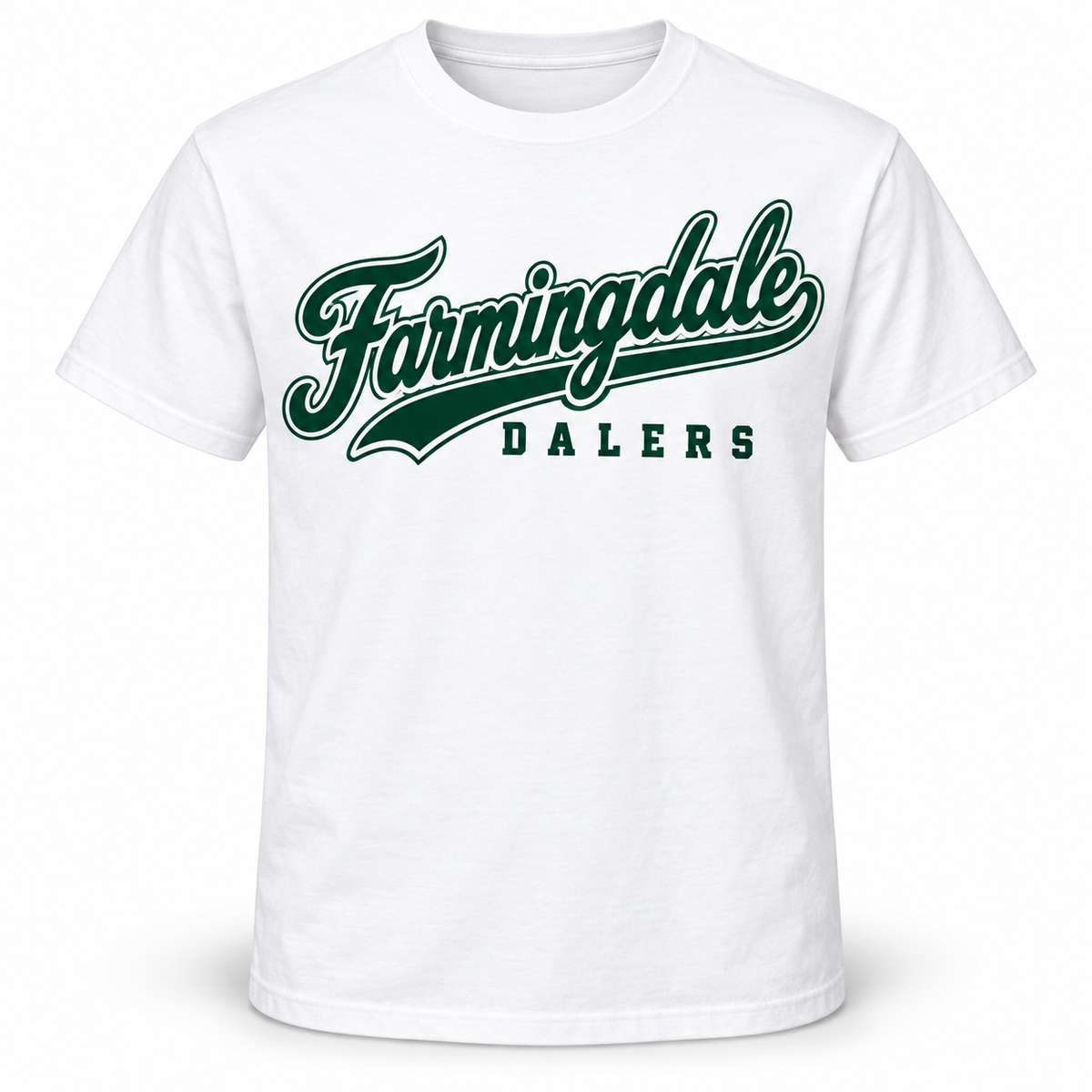 White Farmingdale Dalers West Coast Script Adult T-Shirt