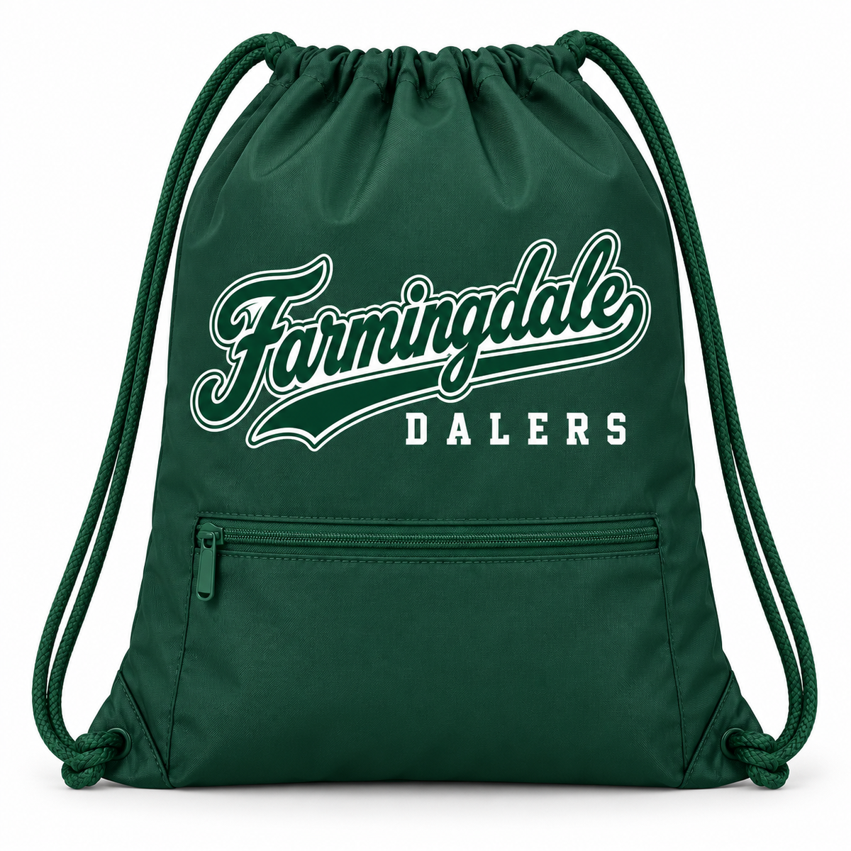 Green Farmingdale Dalers West Coast Script Zip Drawstring Bag