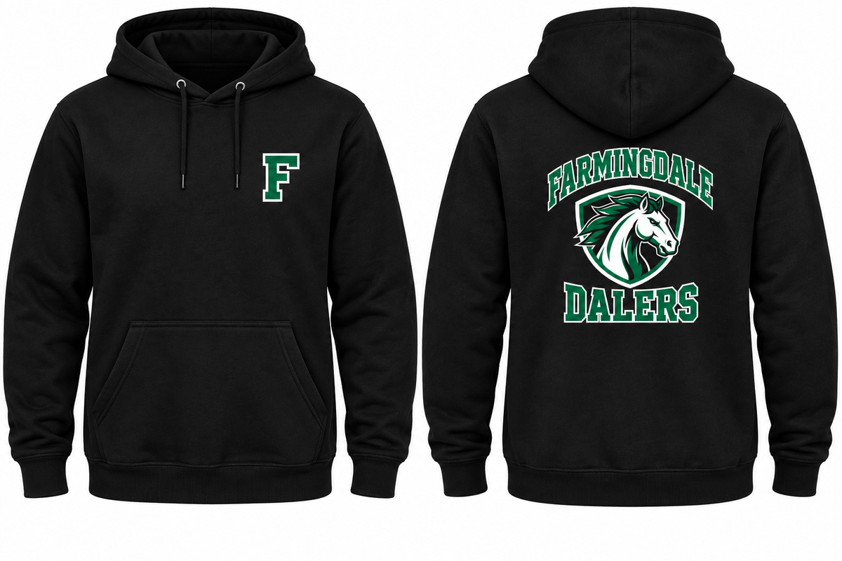 FARMINGDALE DALERS black hoodie front and back