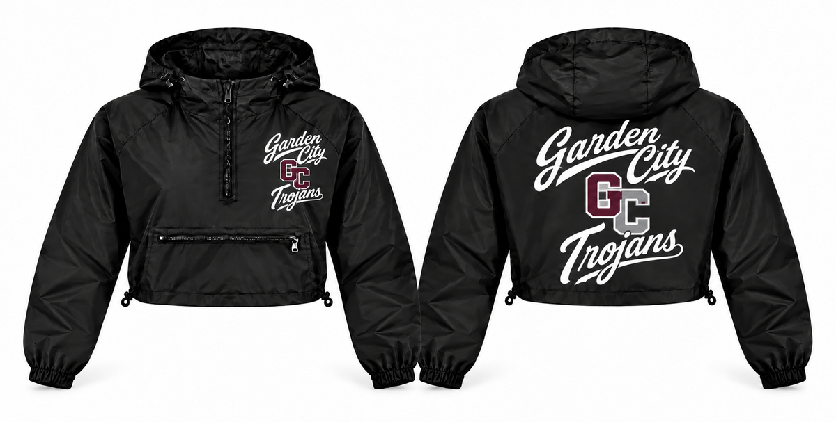 Garden City Trojans windbreaker front and back