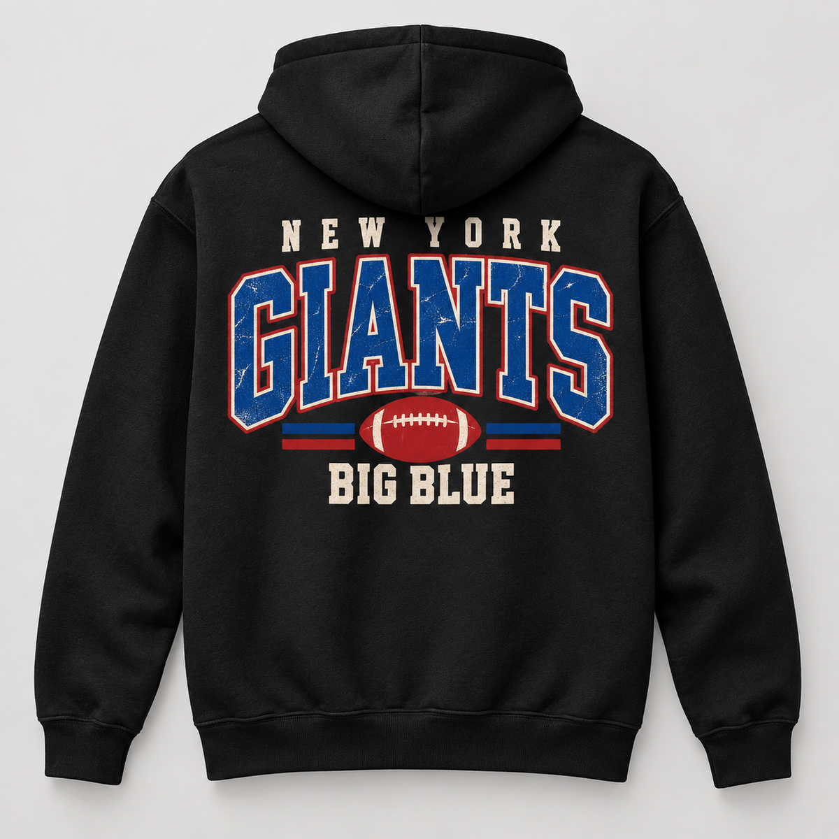 New York Giants Vintage Gridiron NY Chest / Full Back Hoodie in Black, back view