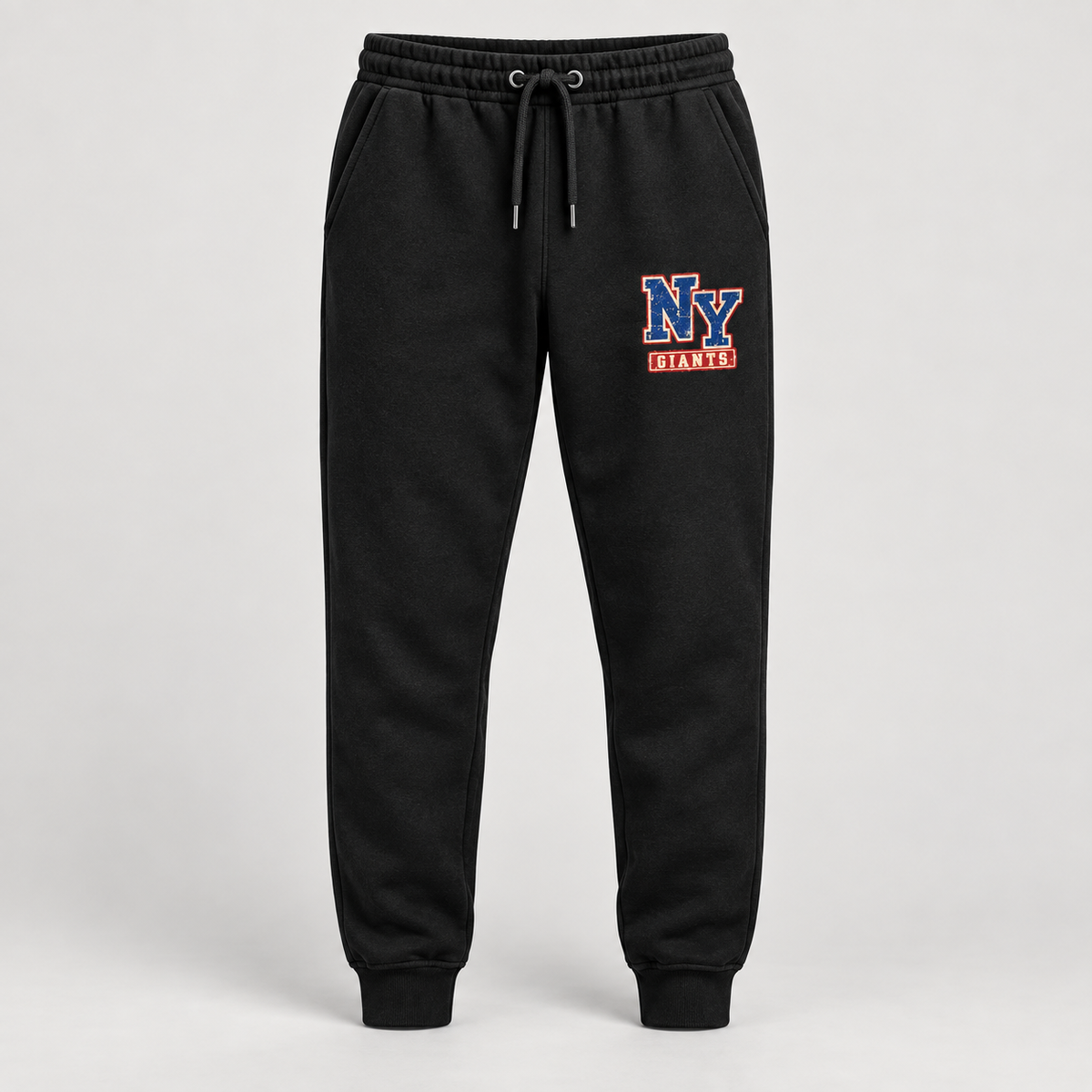 New York Giants Vintage Gridiron NY Monogram Joggers in Black, front view