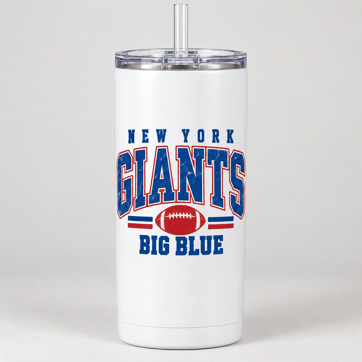 New York Giants Vintage Gridiron Slim Tumbler in White, front view