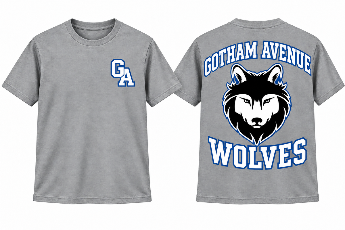 Gotham Avenue Wolves tee — Heather Gray