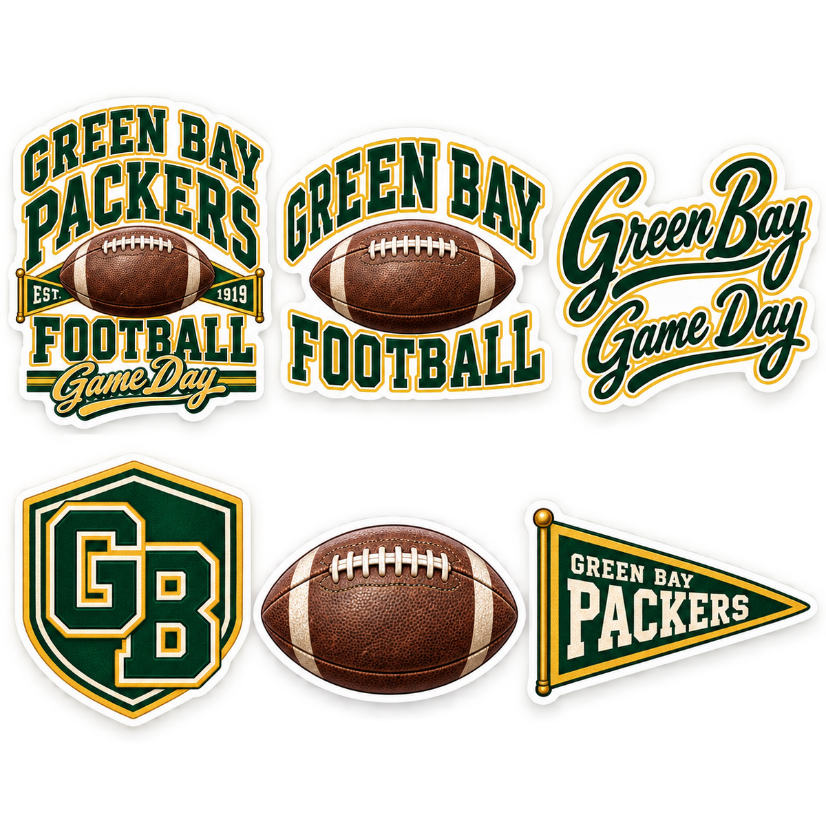 Green Bay Packers Game Day Spirit 6-Piece Sticker Pack — product thumbnail