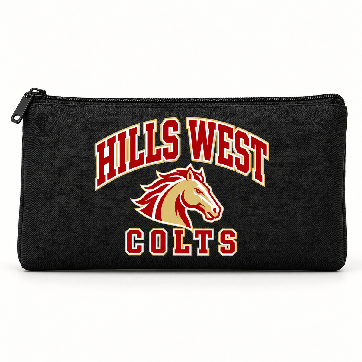 Half Hollow Hills West Colts Campus Zippered Pencil Pouch — Black