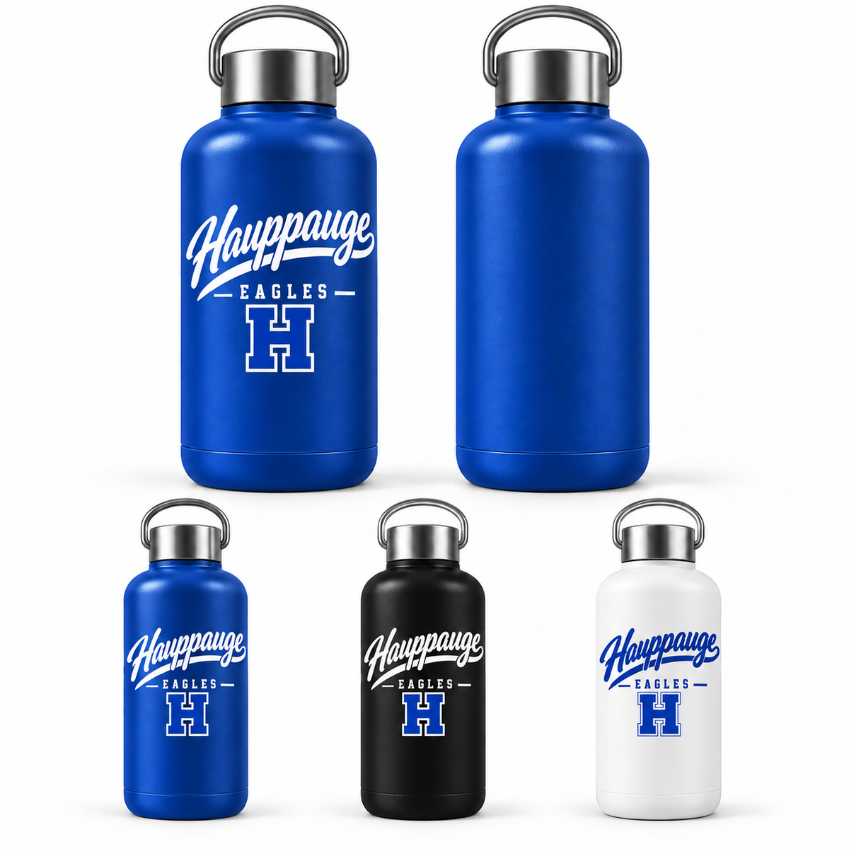 Hauppauge Eagles Script 24 oz Water Bottle — revised design and available colors