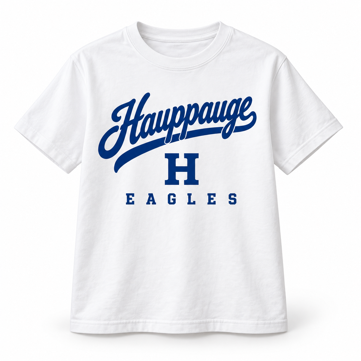 Hauppauge Eagles Youth Baseball Script T-Shirt White