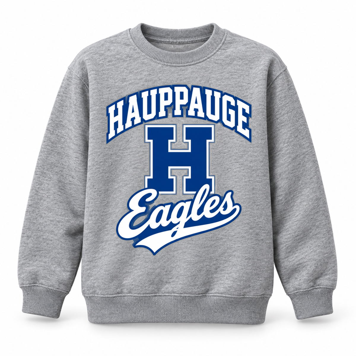 Hauppauge Eagles Youth Classic Varsity Crewneck Sweatshirt Heather Gray