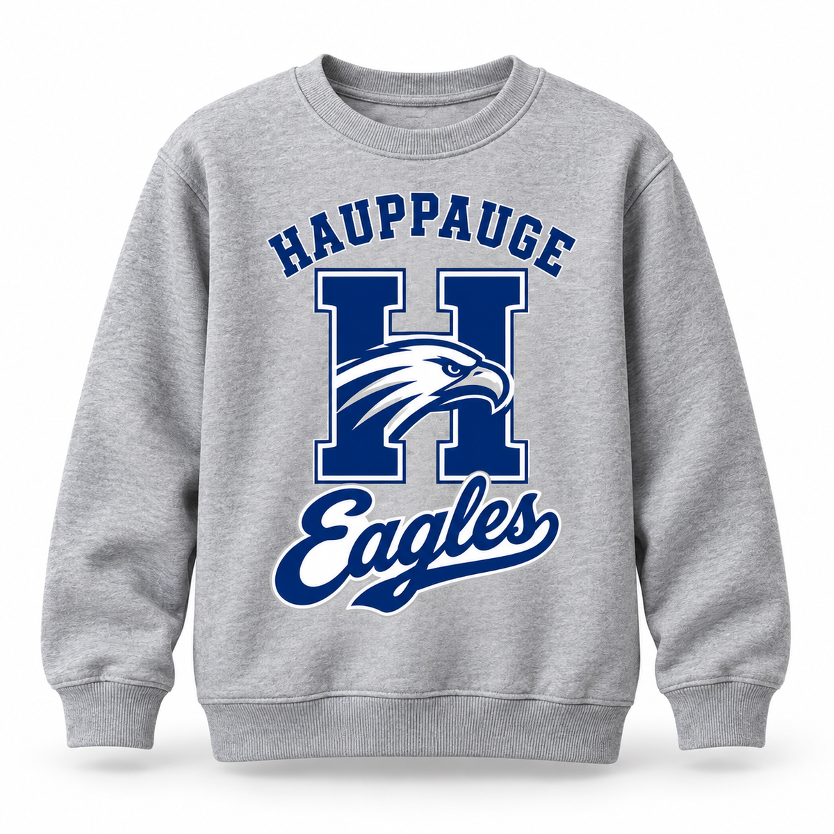 Hauppauge Eagles Youth Eagle Crest Crewneck Sweatshirt Heather Gray
