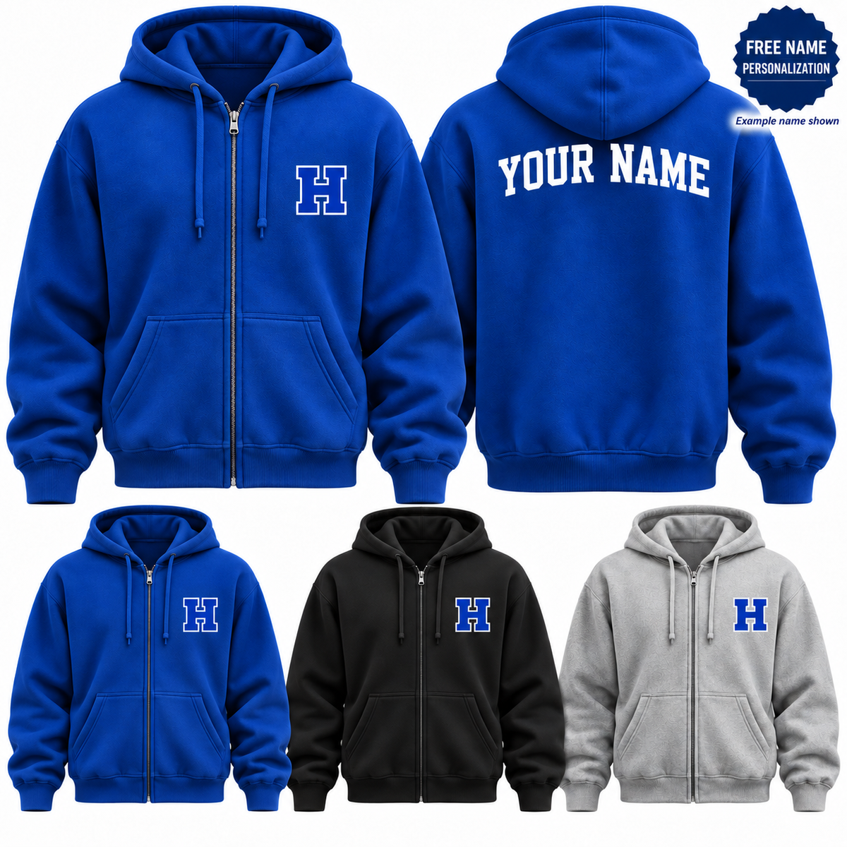 Hauppauge Eagles Script Full-Zip Hoodie — revised design and available colors