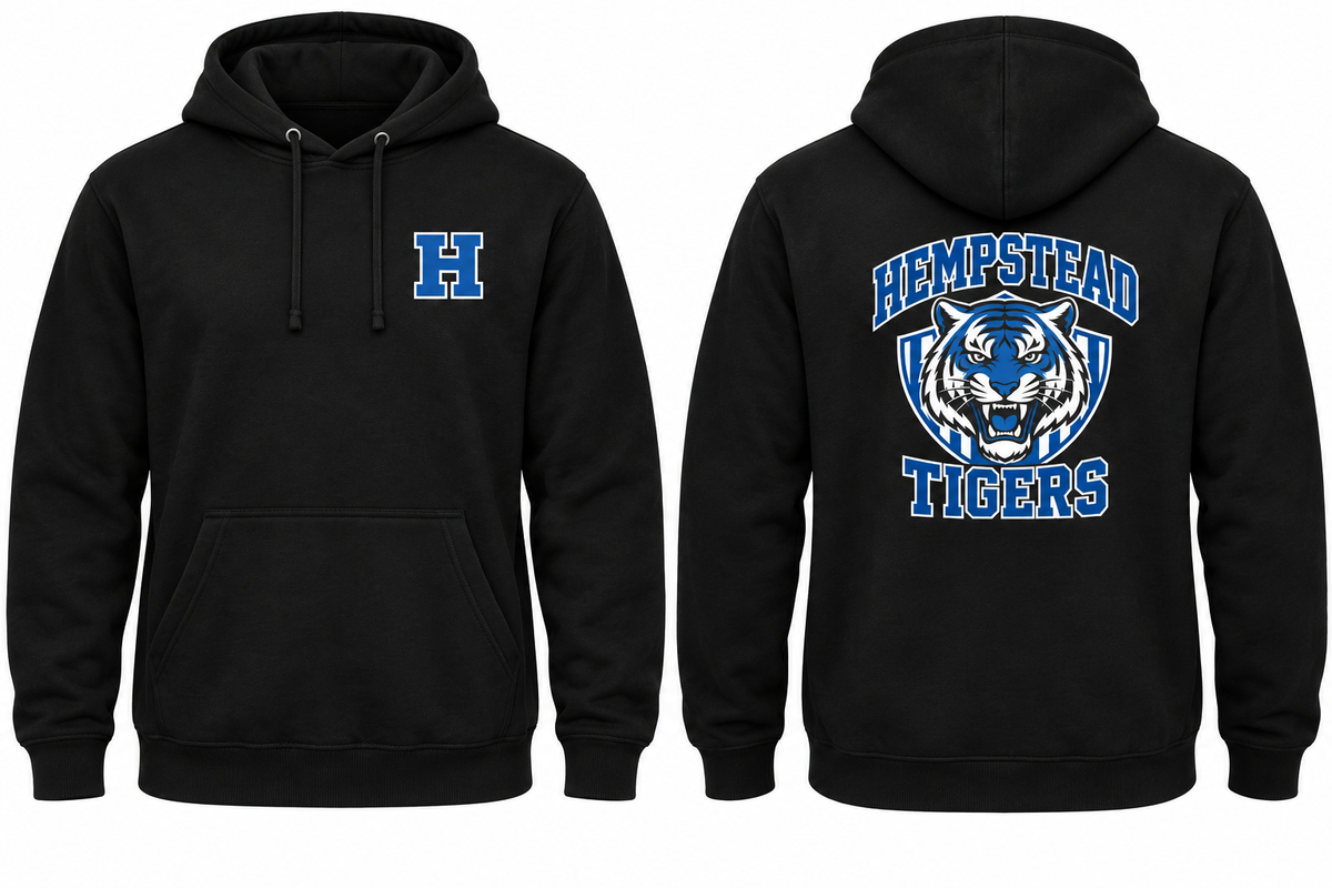 HEMPSTEAD TIGERS black hoodie front and back