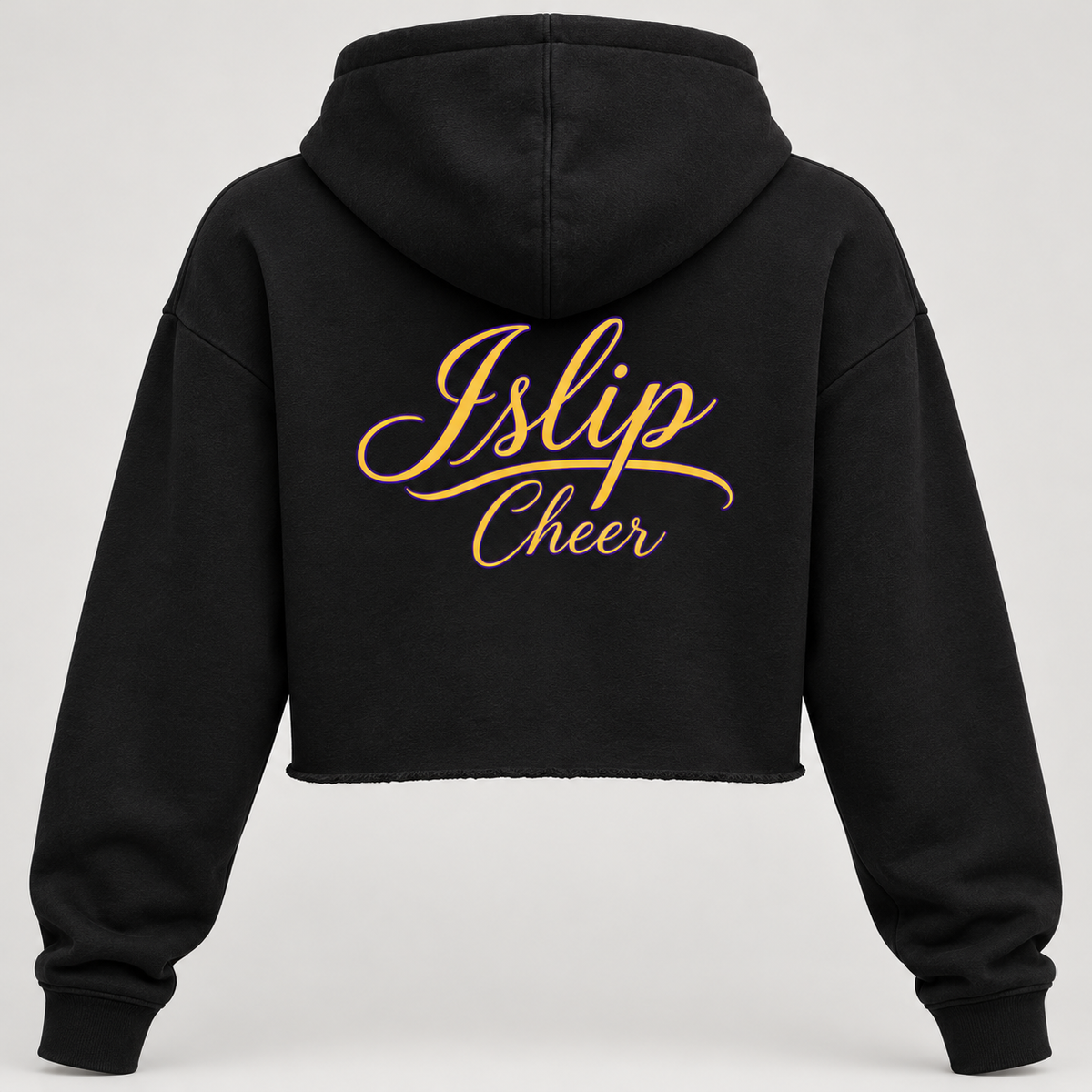 Islip Cheer Women's Heritage I Cropped Hoodie back view in Black