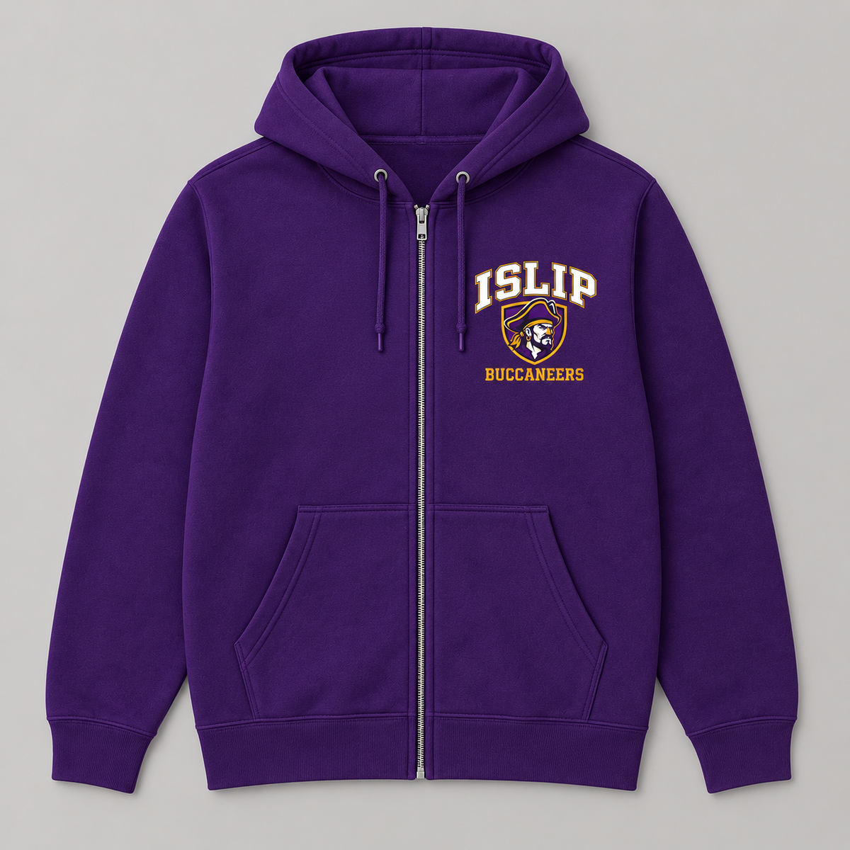 Purple Islip Buccaneers Adult Captain Crest Zip Hoodie