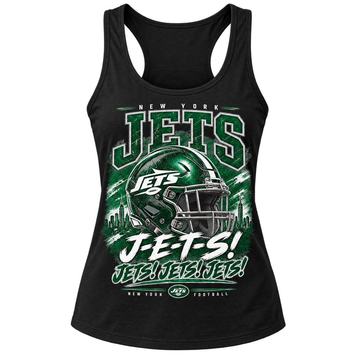 New York Jets Women's Racerback Tank Top in Black