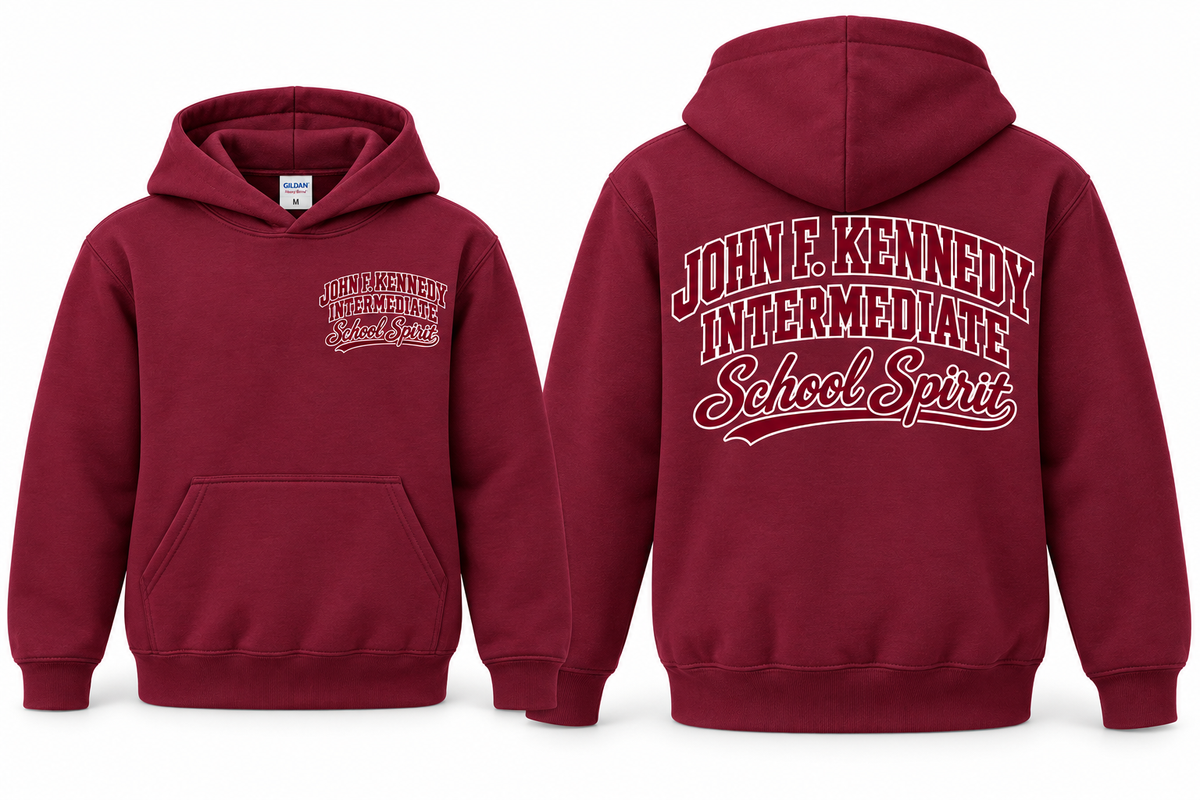 John F. Kennedy Intermediate School Spirit Youth Pullover Hoodie — exact school-specific artwork