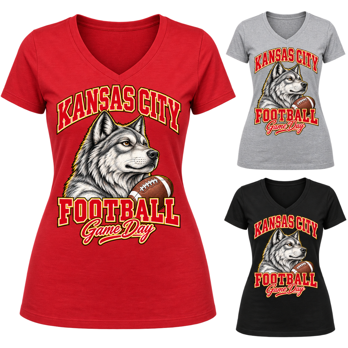 Kansas City Women's Mascot V-Neck T-Shirt — product thumbnail
