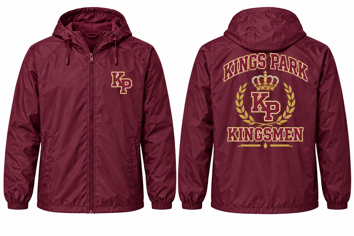 Kings Park Varsity Windbreaker in Maroon