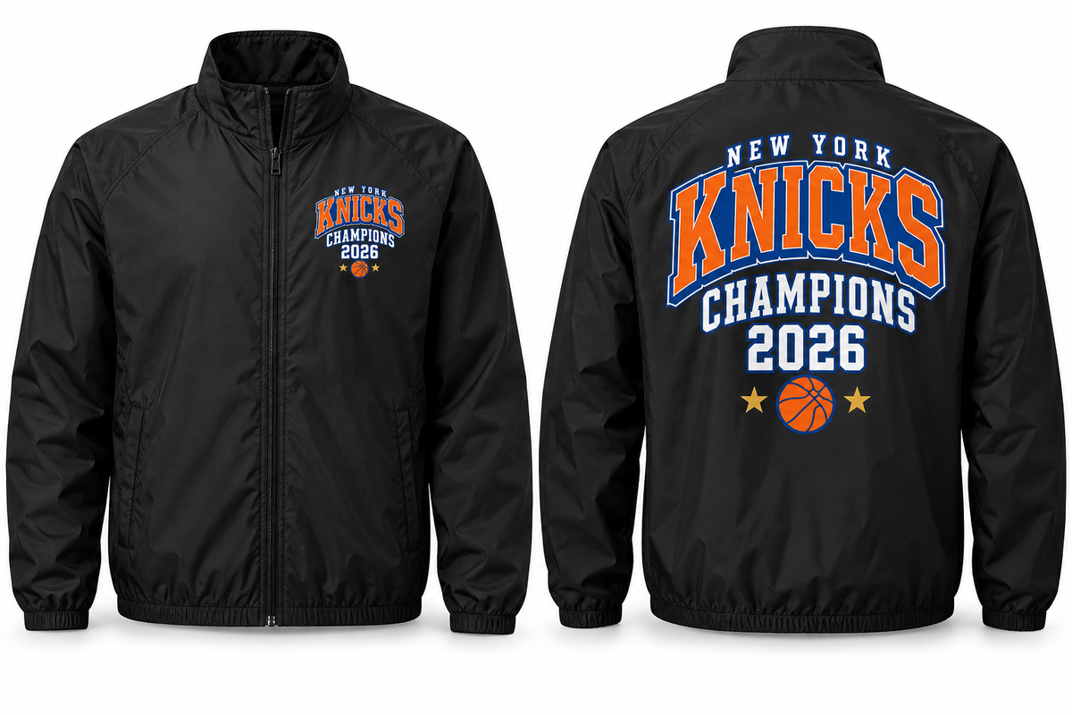 New York Knicks Champions 2026 Unisex Full-Zip Windbreaker in Black