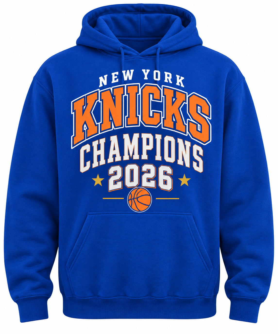 New York Knicks Champions 2026 Unisex Pullover Hoodie in Royal Blue